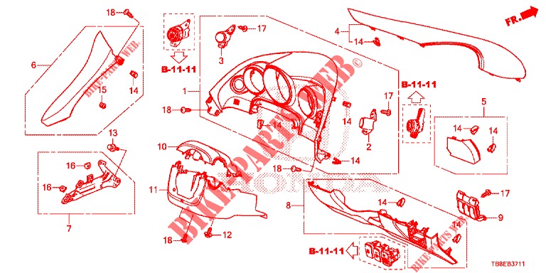 INSTRUMENT GARNISH (COTE DE CONDUCTEUR) (RH) for Honda CIVIC TOURER 1.8 EXGT 5 Doors 6 speed manual 2016