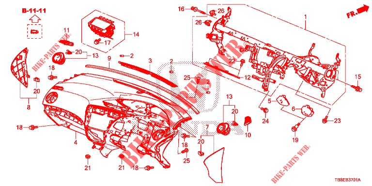INSTRUMENT PANEL UPPER (RH) for Honda CIVIC TOURER 1.8 EXGT 5 Doors 6 speed manual 2016