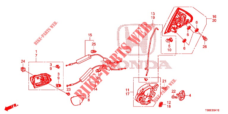 REAR DOOR LOCKS/OUTER HAN DLE  for Honda CIVIC TOURER 1.8 EXGT 5 Doors 6 speed manual 2016