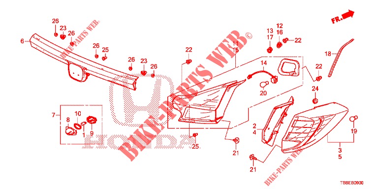 TAILLIGHT/LICENSE LIGHT (PGM FI)  for Honda CIVIC TOURER 1.8 EXGT 5 Doors 6 speed manual 2016