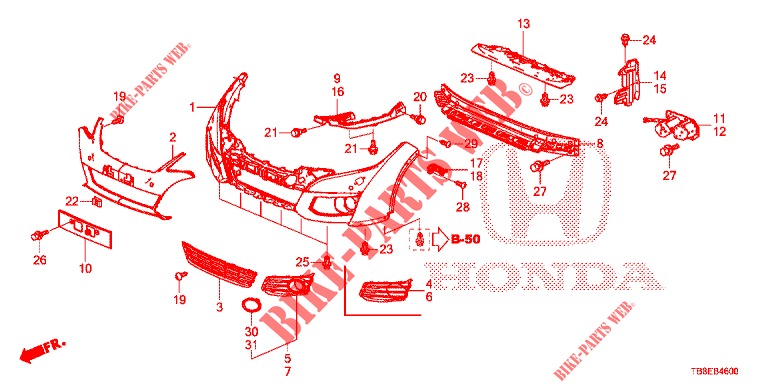 FRONT BUMPER  for Honda CIVIC TOURER 1.8 SE 5 Doors 6 speed manual 2016