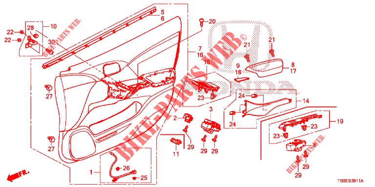 FRONT DOOR LINING (RH) for Honda CIVIC TOURER 1.8 SE 5 Doors 6 speed manual 2016