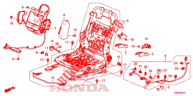 FRONT SEAT COMPONENTS (D.) (2) for Honda CIVIC TOURER 1.8 SE 5 Doors 6 speed manual 2016