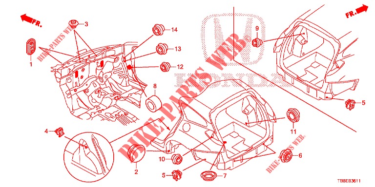 GROMMET (ARRIERE) for Honda CIVIC TOURER 1.8 SE 5 Doors 6 speed manual 2016