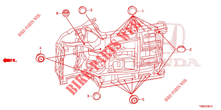GROMMET (INFERIEUR) for Honda CIVIC TOURER 1.8 SE 5 Doors 6 speed manual 2016