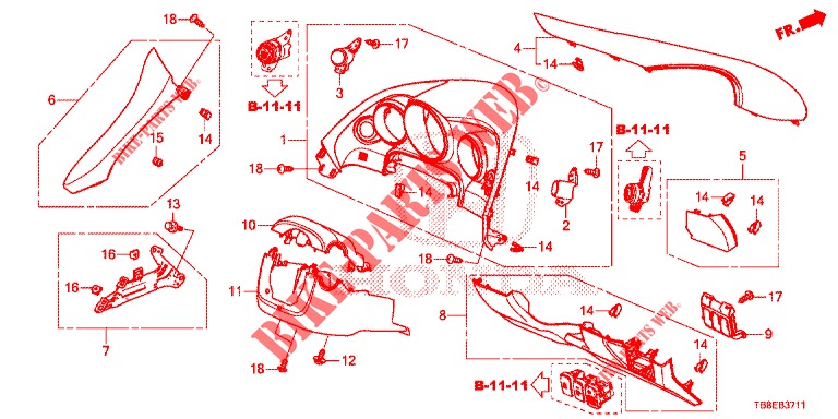 INSTRUMENT GARNISH (COTE DE CONDUCTEUR) (RH) for Honda CIVIC TOURER 1.8 SE 5 Doors 6 speed manual 2016