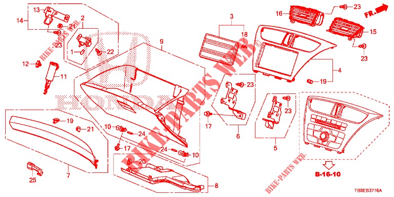 INSTRUMENT GARNISH (COTE DE PASSAGER) (RH) for Honda CIVIC TOURER 1.8 SE 5 Doors 6 speed manual 2016