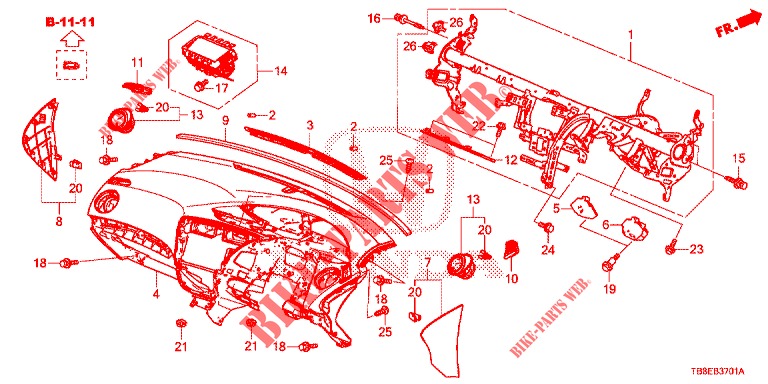 INSTRUMENT PANEL UPPER (RH) for Honda CIVIC TOURER 1.8 SE 5 Doors 6 speed manual 2016