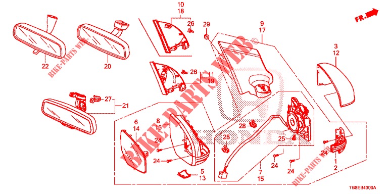 MIRROR/SUNVISOR  for Honda CIVIC TOURER 1.8 SE 5 Doors 6 speed manual 2016
