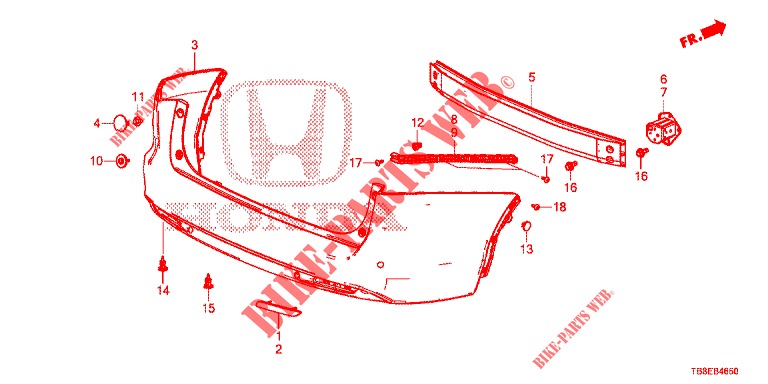 REAR BUMPER  for Honda CIVIC TOURER 1.8 SE 5 Doors 6 speed manual 2016
