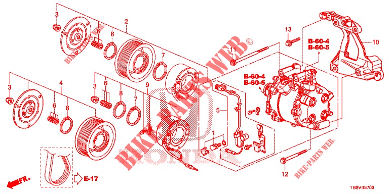 AIR CONDITIONER (COMPRESSEUR) (1.8L) for Honda CIVIC TOURER 1.8 EX 5 Doors 6 speed manual 2017