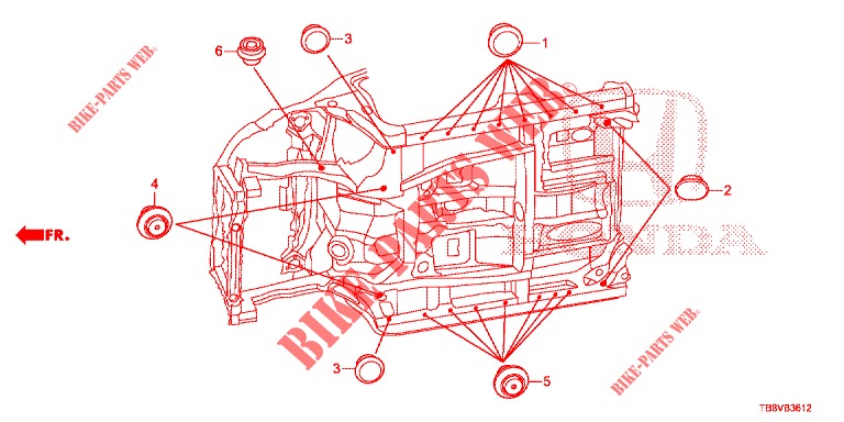 GROMMET (INFERIEUR) for Honda CIVIC TOURER 1.8 EX 5 Doors 6 speed manual 2017