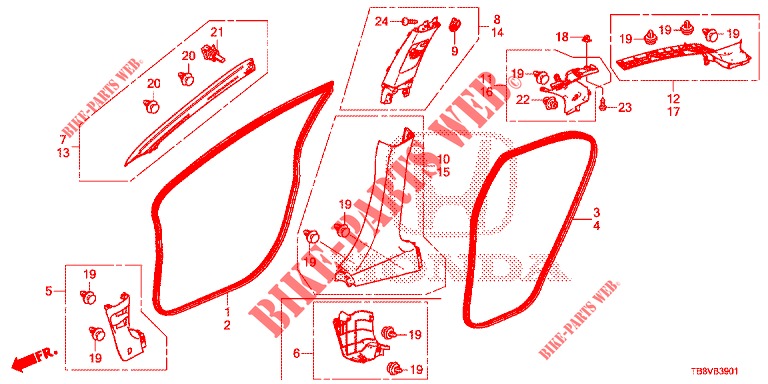 PILLAR GARNISH (RH) for Honda CIVIC TOURER 1.8 EX 5 Doors 6 speed manual 2017