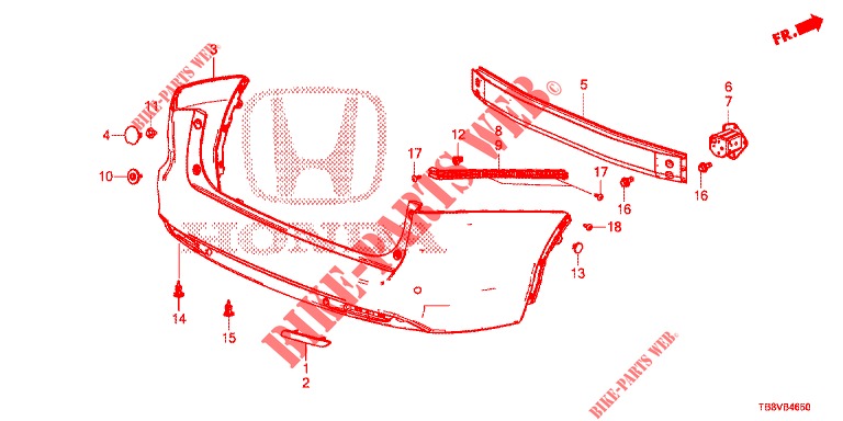 REAR BUMPER  for Honda CIVIC TOURER 1.8 EX 5 Doors 6 speed manual 2017