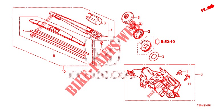REAR WINDSHIELD WIPER  for Honda CIVIC TOURER 1.8 EX 5 Doors 6 speed manual 2017