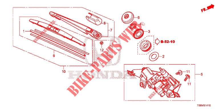 REAR WINDSHIELD WIPER  for Honda CIVIC TOURER 1.8 EXGT 5 Doors 6 speed manual 2017