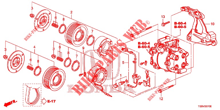 AIR CONDITIONER (COMPRESSEUR) (1.8L) for Honda CIVIC TOURER 1.8 SE 5 Doors 6 speed manual 2017
