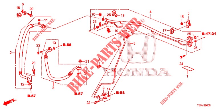 AIR CONDITIONER (FLEXIBLES/TUYAUX) (1.8L) (RH) for Honda CIVIC TOURER 1.8 SE 5 Doors 6 speed manual 2017