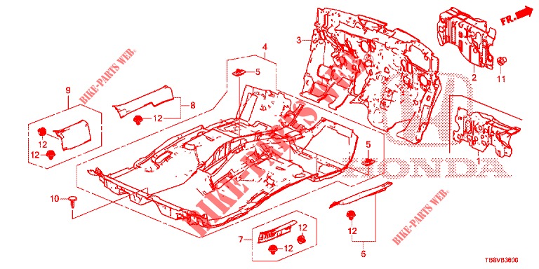 FLOOR MAT/INSULATOR  for Honda CIVIC TOURER 1.8 SE 5 Doors 6 speed manual 2017