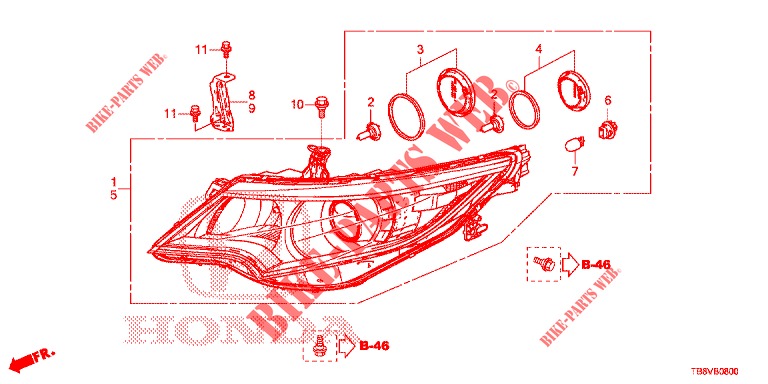 HEADLIGHT  for Honda CIVIC TOURER 1.8 SE 5 Doors 6 speed manual 2017