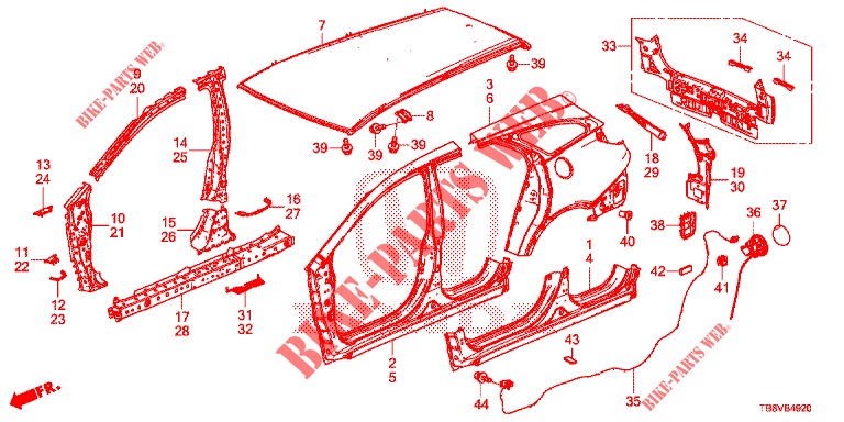 OUTER PANELS/REAR PANEL  for Honda CIVIC TOURER 1.8 SE 5 Doors 6 speed manual 2017