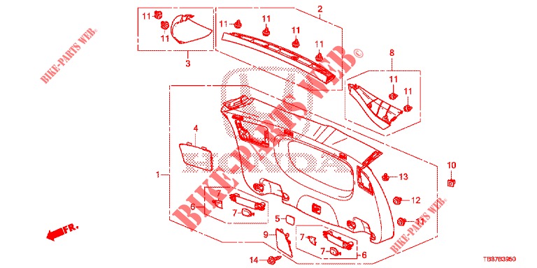 TAILGATE LINING/ REAR PANEL LINING (2D)  for Honda CIVIC TOURER DIESEL 1.6 ES 5 Doors 6 speed manual 2014