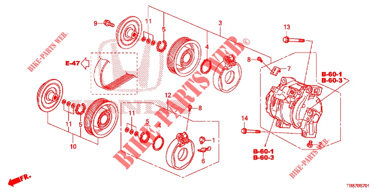 AIR CONDITIONER (COMPRESSEUR) (DIESEL) for Honda CIVIC TOURER DIESEL 1.6 EXGT 5 Doors 6 speed manual 2014