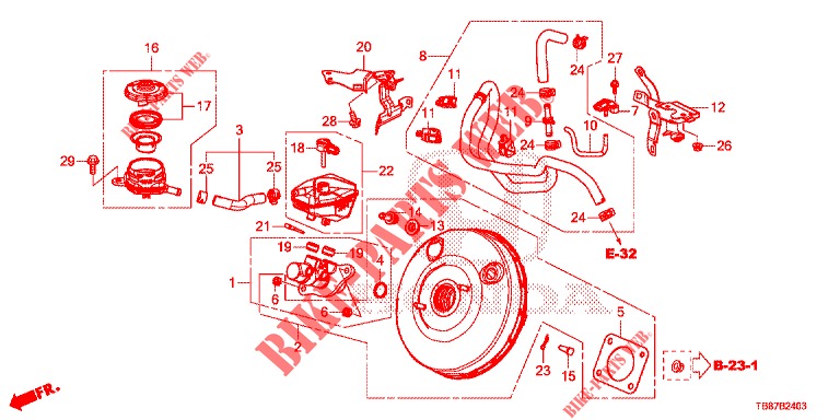 BRAKE MASTER CYLINDER/MAS TER POWER (DIESEL) (RH) for Honda CIVIC TOURER DIESEL 1.6 EXGT 5 Doors 6 speed manual 2014
