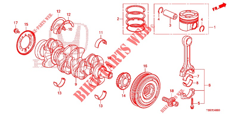 CRANKSHAFT/PISTON (DIESEL) for Honda CIVIC TOURER DIESEL 1.6 EXGT 5 Doors 6 speed manual 2014