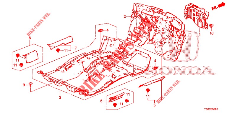 FLOOR MAT/INSULATOR  for Honda CIVIC TOURER DIESEL 1.6 EXGT 5 Doors 6 speed manual 2014