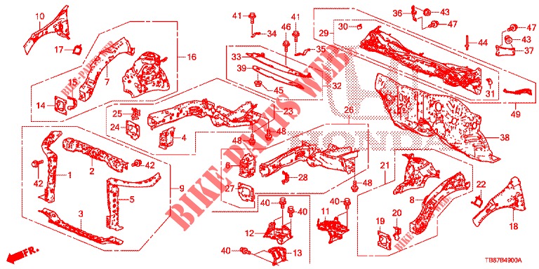 FRONT BULKHEAD/DASHBOARD  for Honda CIVIC TOURER DIESEL 1.6 EXGT 5 Doors 6 speed manual 2014