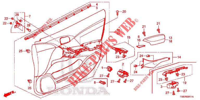 FRONT DOOR LINING (RH) for Honda CIVIC TOURER DIESEL 1.6 EXGT 5 Doors 6 speed manual 2014