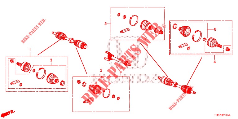 FRONT DRIVESHAFT SET SHOR T PARTS  for Honda CIVIC TOURER DIESEL 1.6 EXGT 5 Doors 6 speed manual 2014
