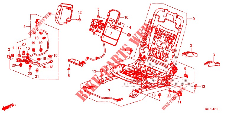 FRONT SEAT COMPONENTS (G.) (SIEGE REGLAGE MANUEL) for Honda CIVIC TOURER DIESEL 1.6 EXGT 5 Doors 6 speed manual 2014