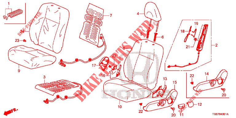 FRONT SEAT/SEATBELTS (G.) (2) for Honda CIVIC TOURER DIESEL 1.6 EXGT 5 Doors 6 speed manual 2014