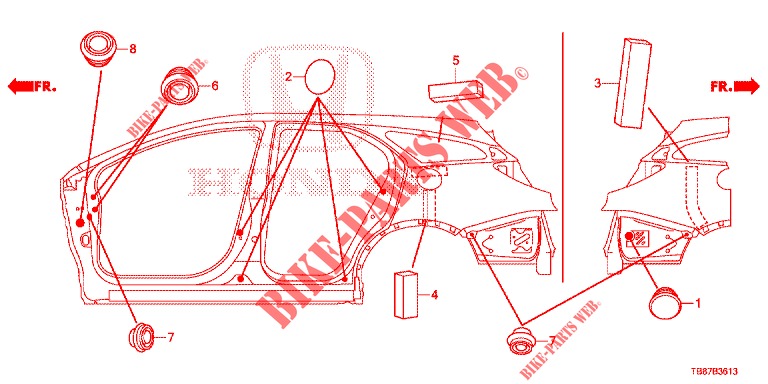 GROMMET (LATERAL) for Honda CIVIC TOURER DIESEL 1.6 EXGT 5 Doors 6 speed manual 2014
