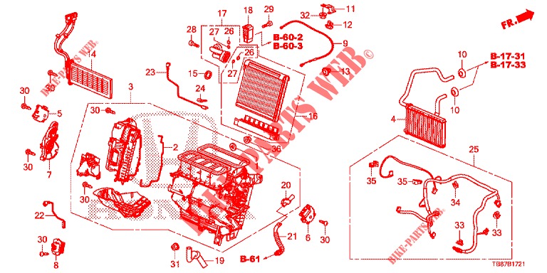 HEATER UNIT (RH) for Honda CIVIC TOURER DIESEL 1.6 EXGT 5 Doors 6 speed manual 2014