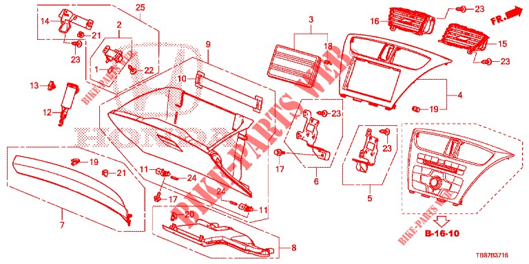 INSTRUMENT GARNISH (COTE DE PASSAGER) (RH) for Honda CIVIC TOURER DIESEL 1.6 EXGT 5 Doors 6 speed manual 2014