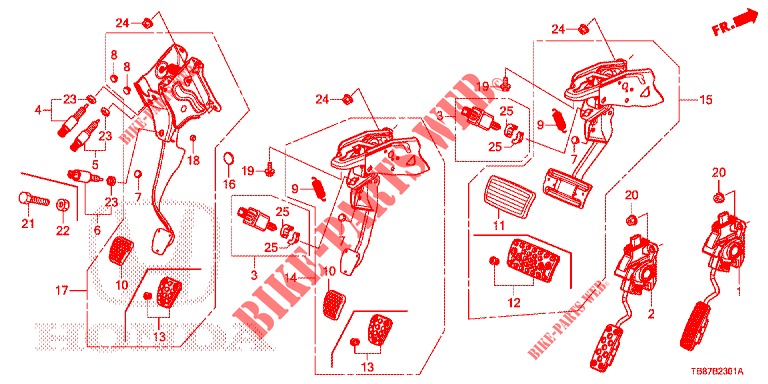 PEDAL (RH) for Honda CIVIC TOURER DIESEL 1.6 EXGT 5 Doors 6 speed manual 2014