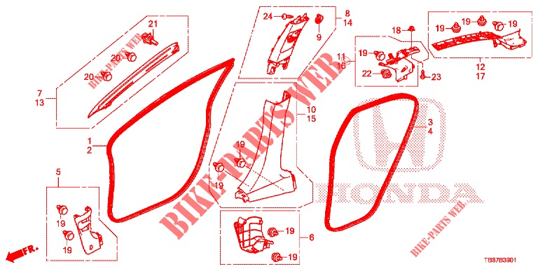 PILLAR GARNISH (RH) for Honda CIVIC TOURER DIESEL 1.6 EXGT 5 Doors 6 speed manual 2014