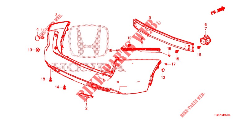 REAR BUMPER  for Honda CIVIC TOURER DIESEL 1.6 EXGT 5 Doors 6 speed manual 2014