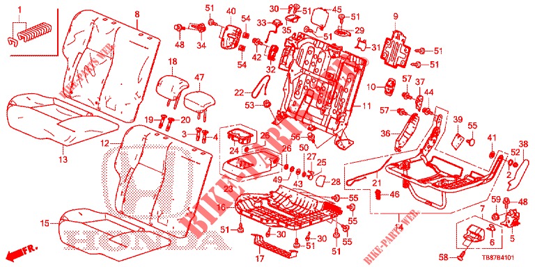 REAR SEAT/SEATBELT (D.) for Honda CIVIC TOURER DIESEL 1.6 EXGT 5 Doors 6 speed manual 2014