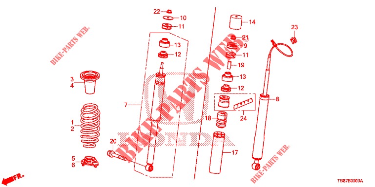 REAR SHOCK ABSORBER  for Honda CIVIC TOURER DIESEL 1.6 EXGT 5 Doors 6 speed manual 2014