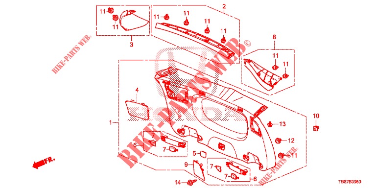 TAILGATE LINING/ REAR PANEL LINING (2D)  for Honda CIVIC TOURER DIESEL 1.6 EXGT 5 Doors 6 speed manual 2014