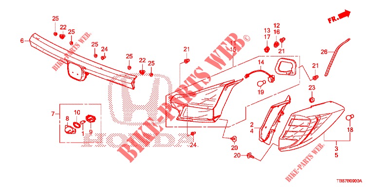 TAILLIGHT/LICENSE LIGHT (PGM FI)  for Honda CIVIC TOURER DIESEL 1.6 EXGT 5 Doors 6 speed manual 2014