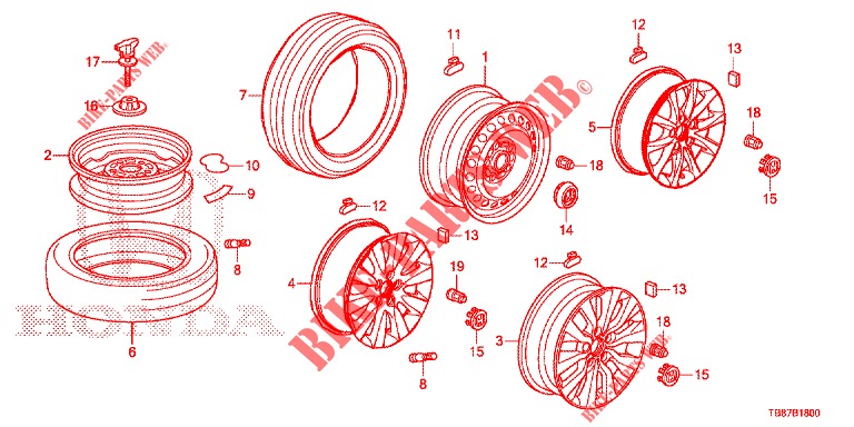 TIRE/WHEEL DISKS  for Honda CIVIC TOURER DIESEL 1.6 EXGT 5 Doors 6 speed manual 2014