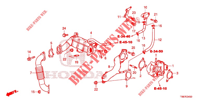 VALVE RECIRCULATION EXHAUST GAS. LOW PRESSURE LOOP (DIESEL) for Honda CIVIC TOURER DIESEL 1.6 EXGT 5 Doors 6 speed manual 2014