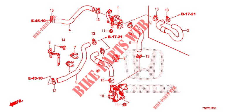 WATER HOSE/HEATER DUCT (DIESEL) (RH) for Honda CIVIC TOURER DIESEL 1.6 EXGT 5 Doors 6 speed manual 2014