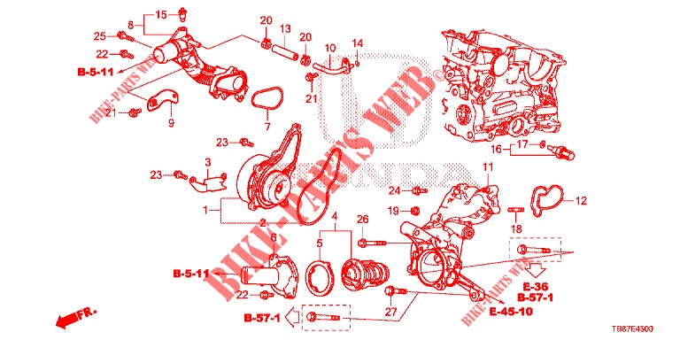 WATER PUMP/THERMOSTAT (DIESEL) for Honda CIVIC TOURER DIESEL 1.6 EXGT 5 Doors 6 speed manual 2014
