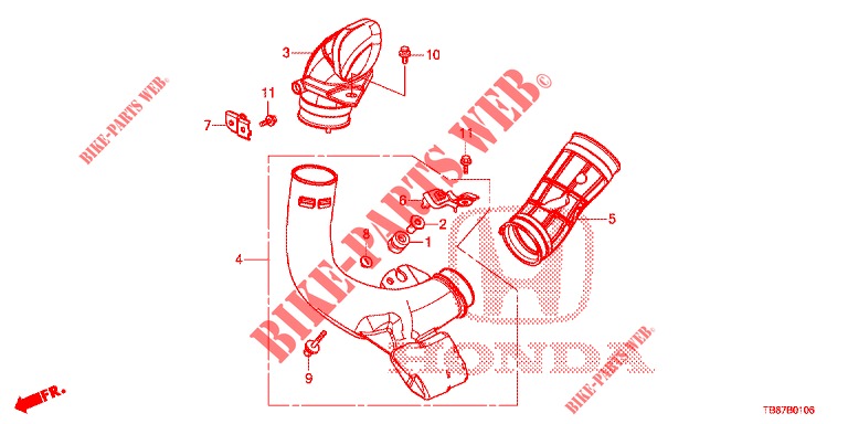 AIR INTAKE TUBE (DIESEL) for Honda CIVIC TOURER DIESEL 1.6 LIFESTYLE 5 Doors 6 speed manual 2014